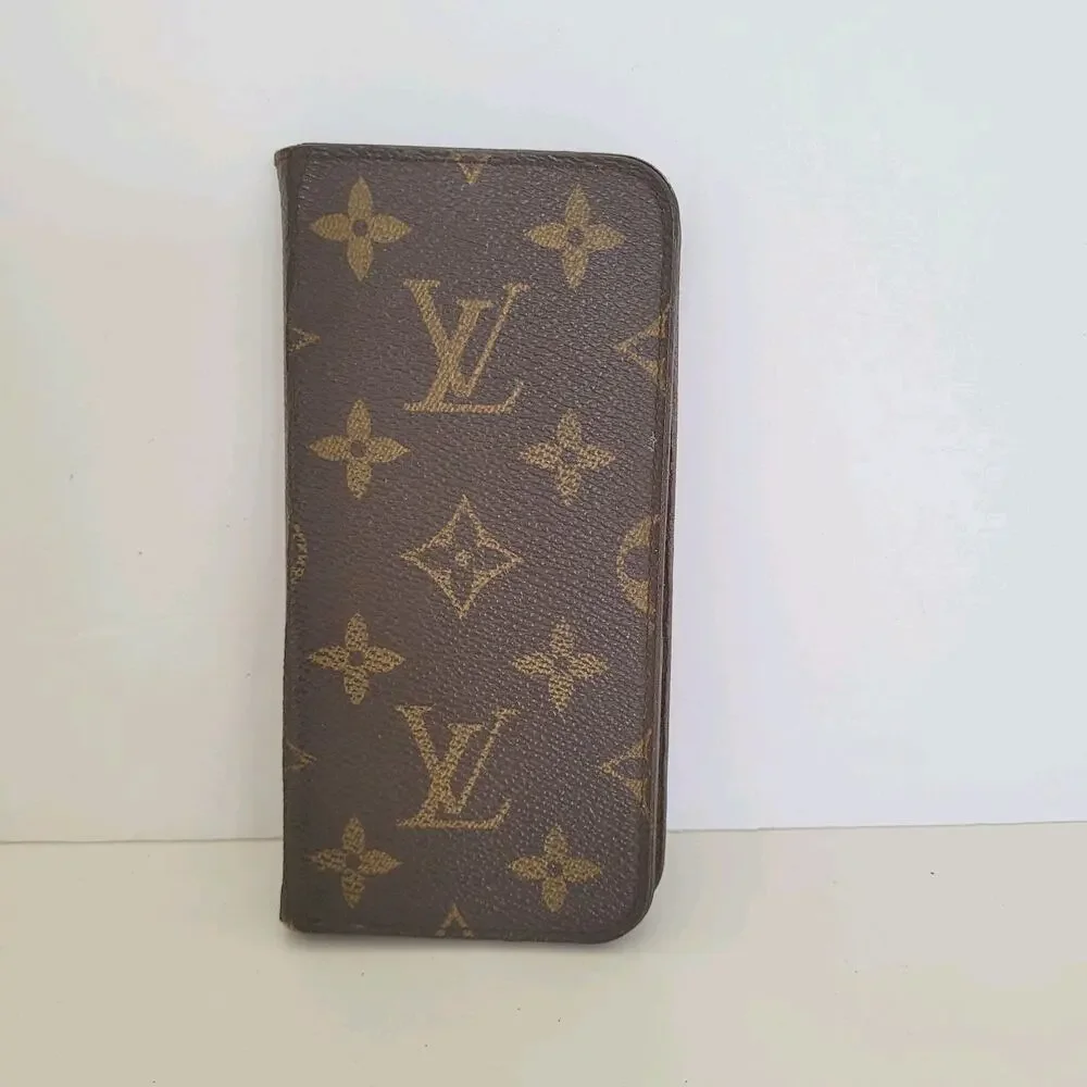 Authentic‎ Louis Vuitton LV Monogram Folio iPhone X Case Brown Phone Case